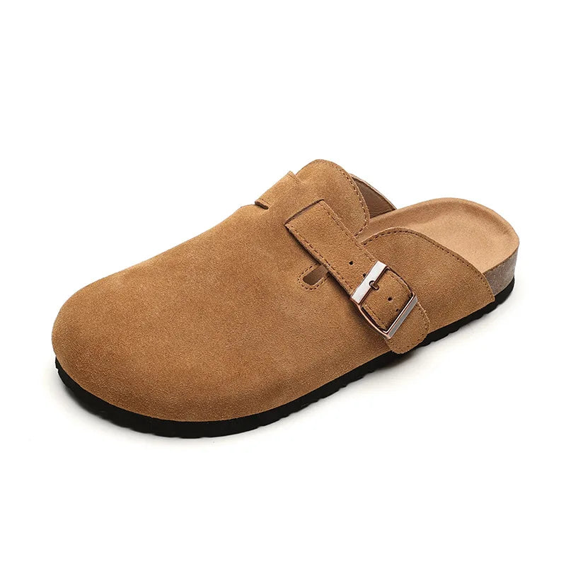 35~43 Women's Slipper Natural Cow Leather Outside Brand Fashion Buckle Comfortable Slippers Women