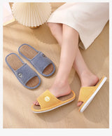 Couples Home Cotton Linen Slippers Women Indoor Bedroom Soft Slides Comfortable Men House Shoes Non-slip Breathable Flats