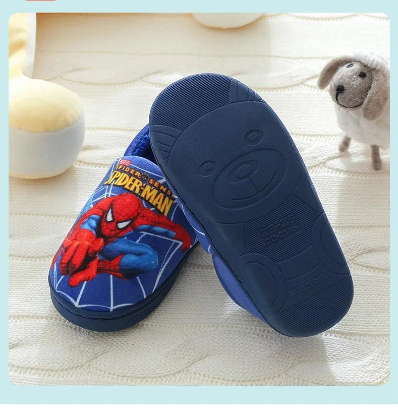 Spider Man Pattern Children Cotton Slippers Autumn Winter New Kids Indoor Shoes Cartoon Fashion Warm Baby Boys Cottonslipper