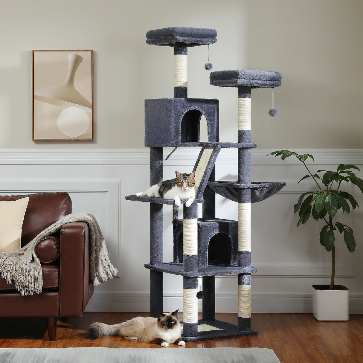 Domestic Delivery Big Cat Tree Tower Condo Furniture Scratch Post Cat Jumping Toy with Ladder for Kittens Pet House Play