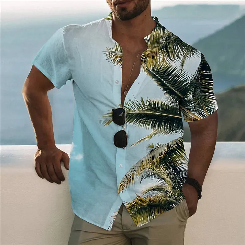 2024 Coconut Tree Shirts For Men 3d Printed Men's Hawaiian Shirt Beach 5xl Short Sleeve Fashion Tops Tee Shirt Man Blouse Camisa