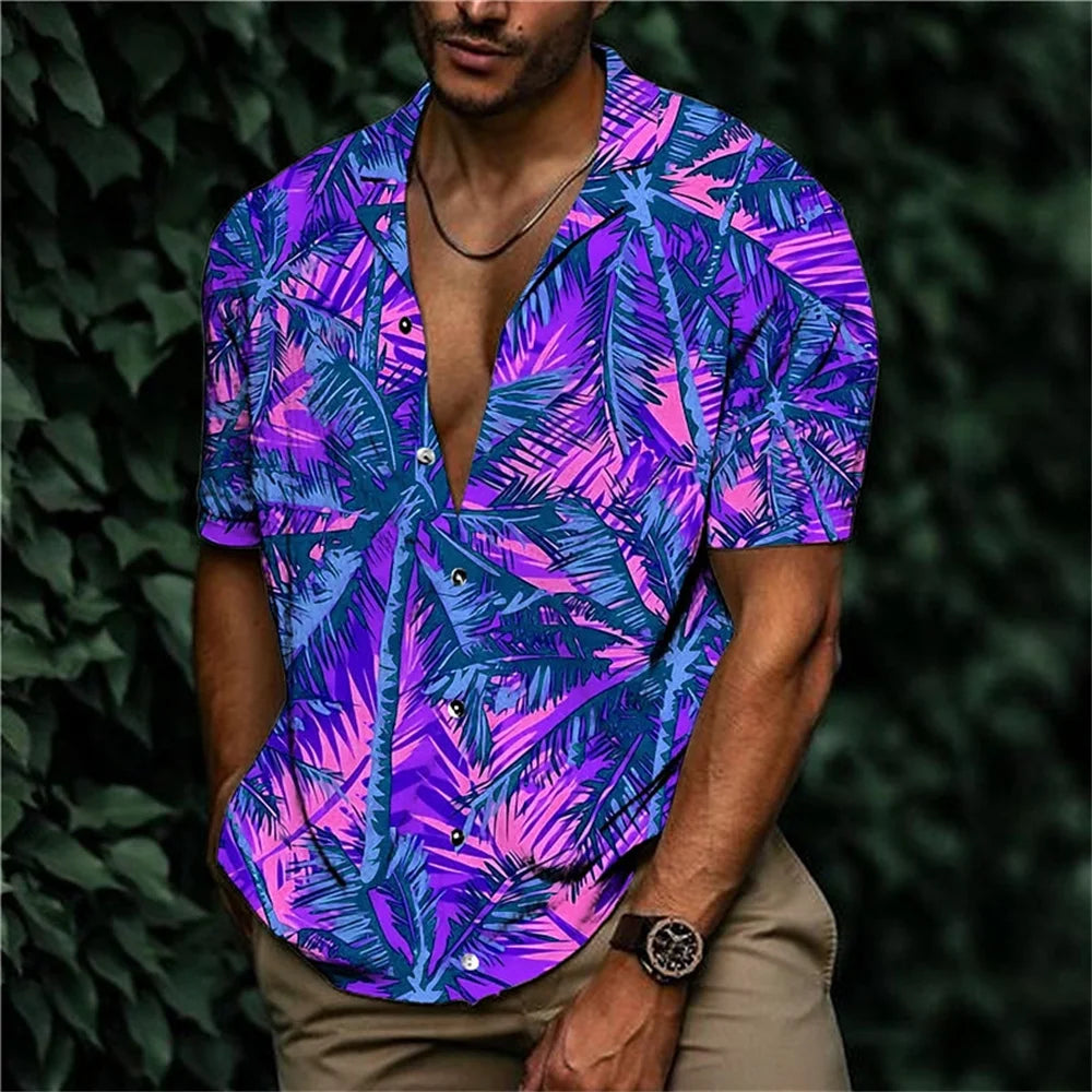 2025 Summer Animal Crane Men Hawaiian Shirt 3d Plant Shirt For Men Flower Print Plus Size Hawaiian Shirts Beach Flower Shirt 5xl