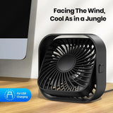 TOPK USB Portable Mini Fan,Desk Personal Electric Fan Table ,Standing Fans for Room,3 Speed Wind 360°Rotatable for Camping Quie