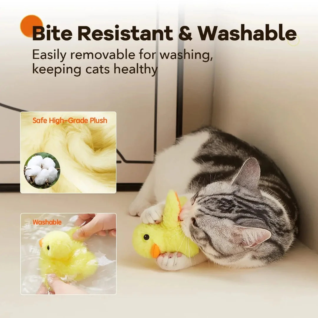 Environmentally friendly electric cat toy plush pet squeak automatic duckling interactive cat toy