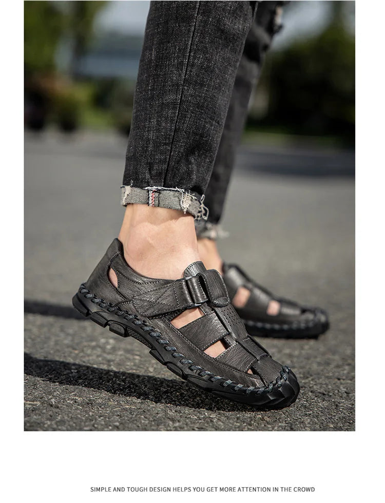 Men Beach Sandals Roman Style Men Sandals Summer Leather Shoes for Beach Outdoor Fashion Walking shoes male Sandalias size 38-48