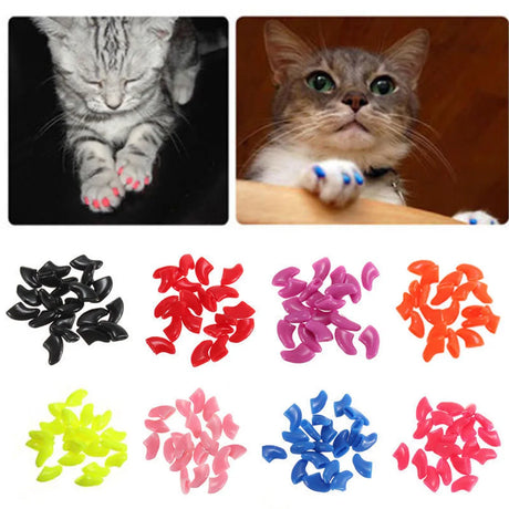 20pcs Silicone Soft Cat Nail Cap Cat Paw Claw Pet Nail Protector Cat Nail Cover Pet Nail Protector Kitten Cat Pet Products