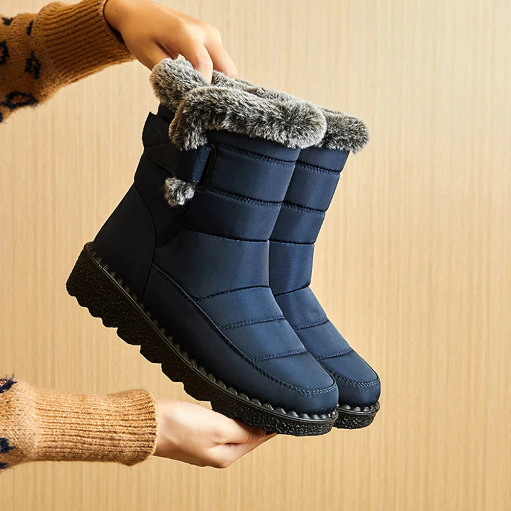 Waterproof Winter for 2023 New Faux Fur Long Platform Snow Warm Cotton Couples Shoes Plush Woman Ankle Boots