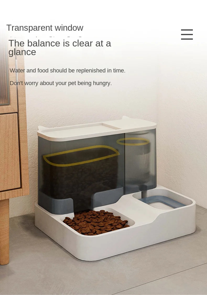 Large Capacity Automatic Cat Food Dispenser Drinking Water Bowl Pet Supplies Wet and Dry Separation Dog Food Container