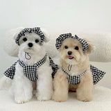 Dog Clothes Summer Cute Pet Plaid Striped Suspender Skirt Hat Vest Set Small Dog Dress Chihuahua Bichon Yorkie Dog Costume 2024