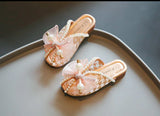 슬리퍼 Children's Slippers Summer New Bow Girl Princess Shoes Soft Sole Home Shoes Flat Kids Shoes Fashion Girl Slippers flip flops