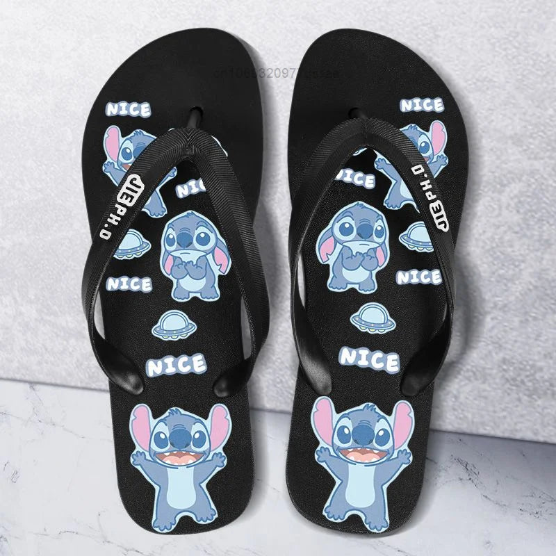 Disney Stitch Summer New Flip Flop Slippers for Men and Women, Y2k Cute Cartoon Trendy Beach Shoes Non slip Casual Home Shoes