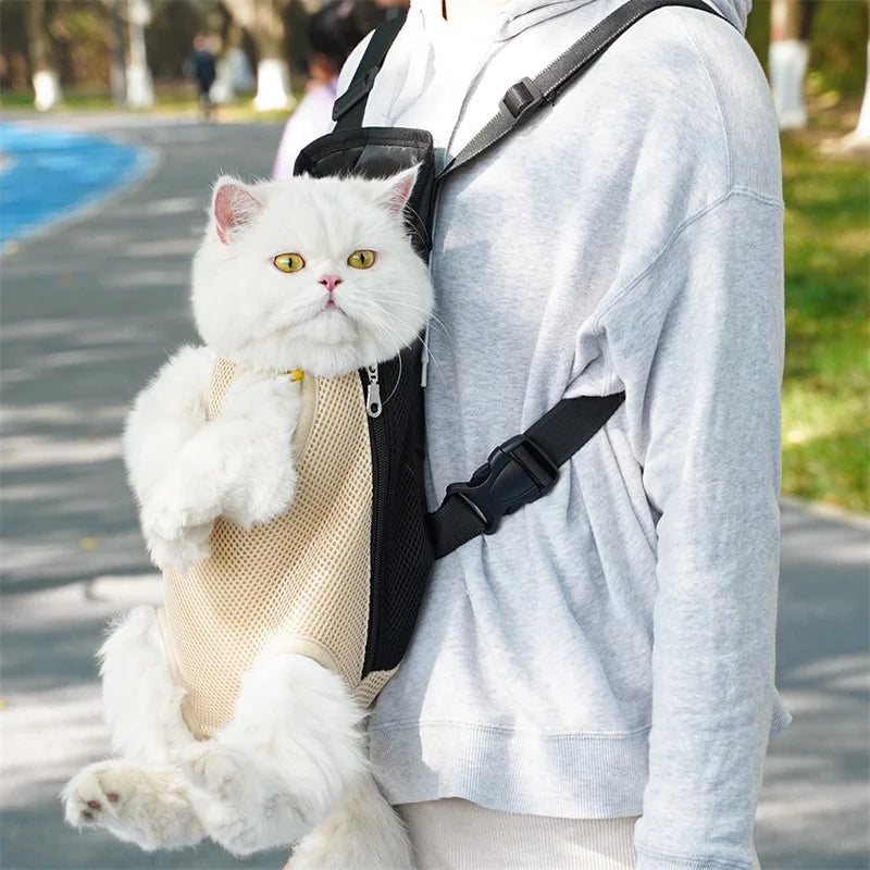 Adjustable Cat Dog Carrier Bag Pet Double Shoulder Backpack Portable Bag Outdoor Travel Camping Hiking Chest Strap Bag