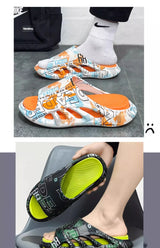 2024 Summer Slippers Men Soft Bottom Indoor Home Platform Sandals Fashion Beach Shoes Couple Outdoor Non-Slip Bathroom Slides