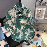 Men Street Fashion Summer Daily Shirt Hawaiian Cartoon Print Casual Loose Shirts Short Sleeve Beach Loose Tops