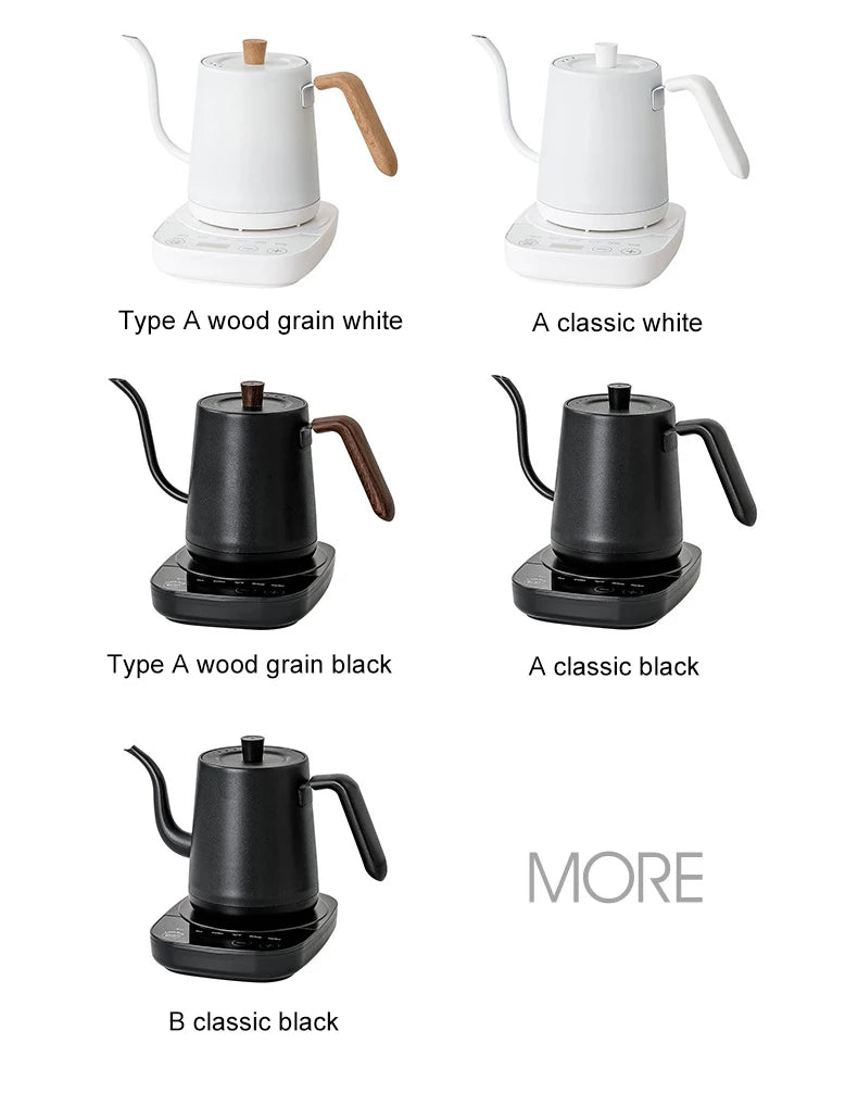 Gooseneck Electric Kettle 800ml Hand Brew Coffee Pot smart Teapot Temperature Control Pot 1000W Rapid Heating Kettle 110v/220v