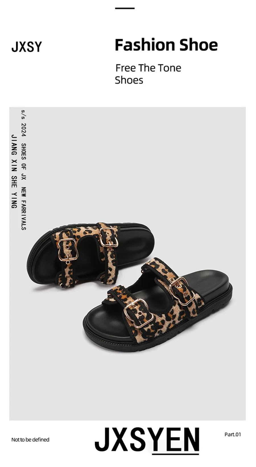 Summer Women Slippers Leopard Print Sandals Thick Sole Platform Shoes Woman 2024 Trend Buckles Ladies Beach Slides Big Size 43