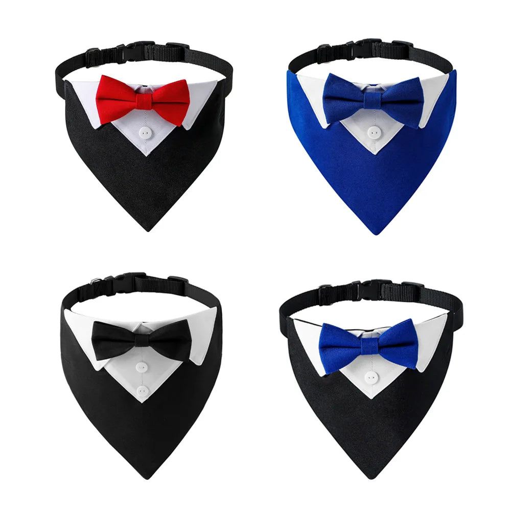 Formal Pet British Wedding Party Suit Scarf Bow Tie Collar Dog Triangle Towel Saliva Towel Pet Clothes Decoration Accessories