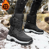 Men boots winer waterproof  Men Snow Boots High Top Ankle  Boots Platform Warm Plush