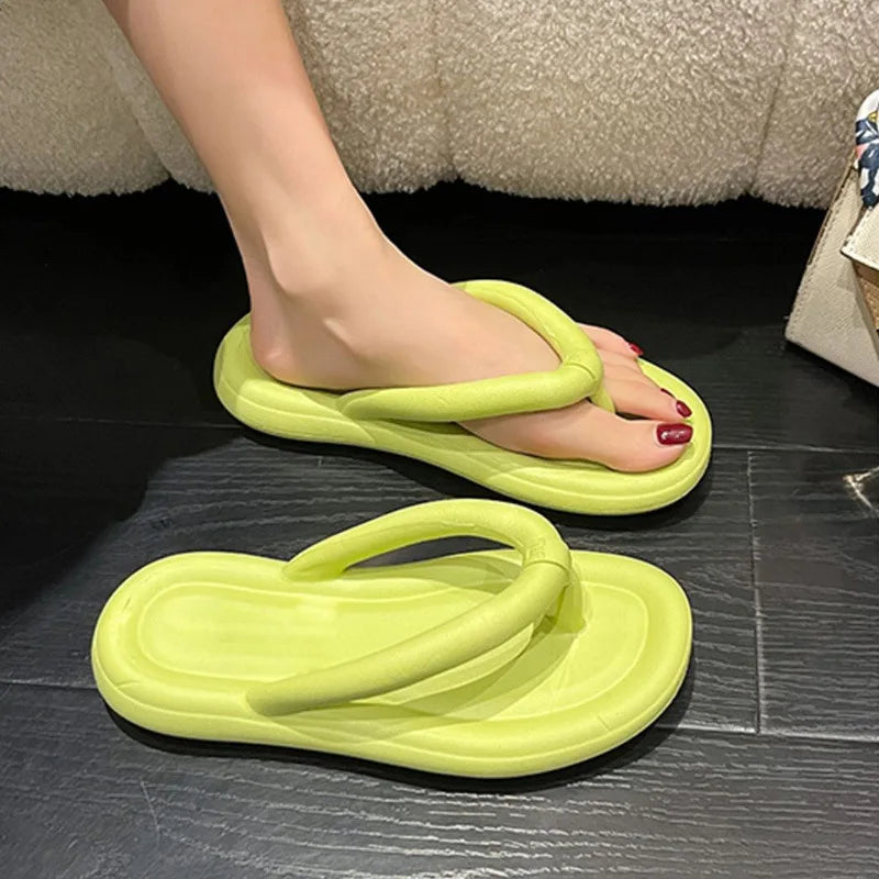 Candy Color Summer Beach Flip Flops Women Soft Sole Cloud Slippers Woman Casual Non Slip Outdoor Slides Flat Sandals Women 2023