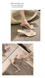 Transparent Crystal Slippers with High Heels5cm~9cm Fashion Sandals, Summer Beach Casual Thick High Heels Sandals, Women's Shoes