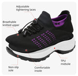 Women Walking Shoes Fashion Breathable Loafers Sneaker for Fitness Sport Comfort Casual Height Increasing Elastic Lady Trainers