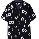 Men Street Fashion Summer Daily Shirt Hawaiian Cartoon Print Casual Loose Shirts Short Sleeve Beach Loose Tops