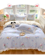 Sanrio Kids Bedding Set Kuromi Cinnamoroll Mymelody Duvet Cover Bed Sheet Pillowcase Bedsheet Double Single King Queen Twin Size