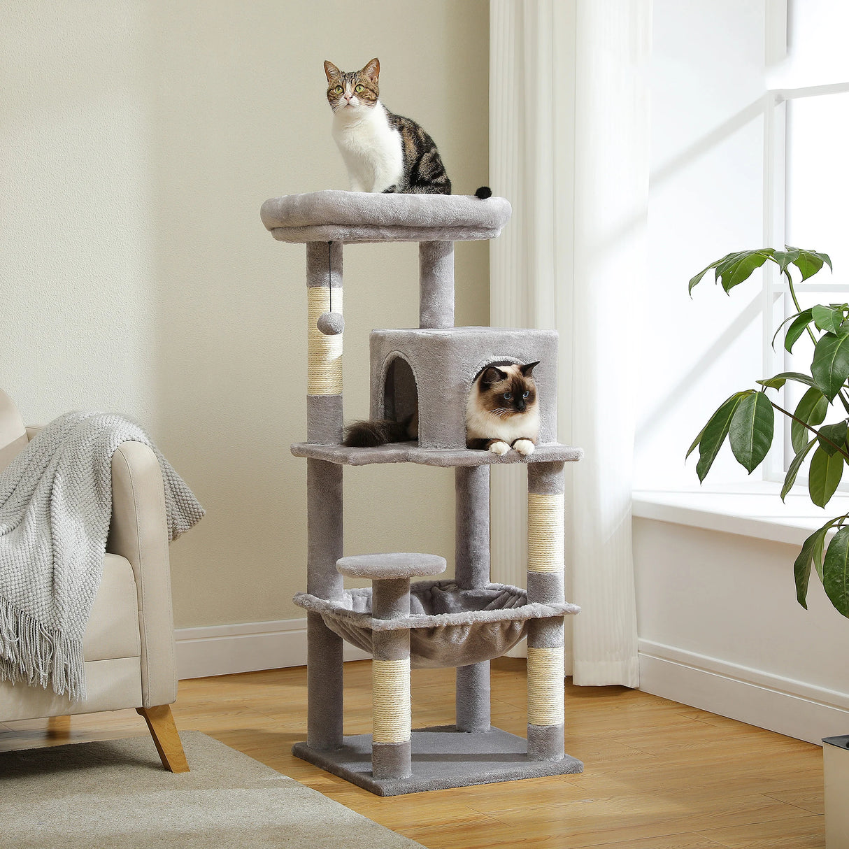 Multi-Level Cat Tree with Scratching Post Luxury Cat Tower with Condo House Cat Scratcher for Indoor Cat Accessories Pet Cat Toy