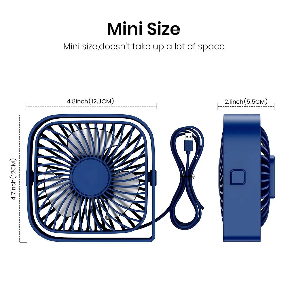 TOPK Mini Portable Fan,USB Desk Fan Table,Quiet 3 Speed Wind Personal Fan 360°Rotatable Head Standing Fans for Room Camping Hom