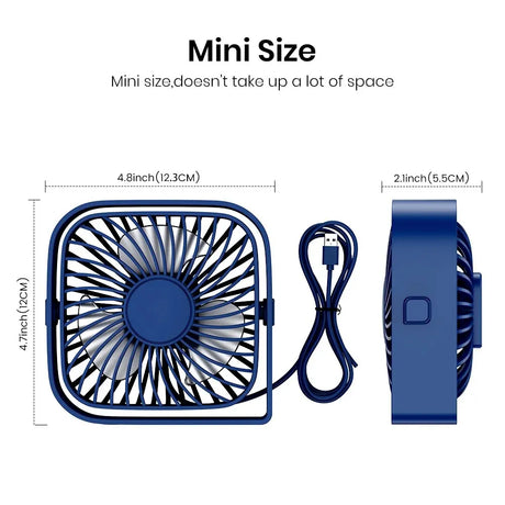 TOPK Mini Portable Fan,USB Desk Fan Table,Quiet 3 Speed Wind Personal Fan 360°Rotatable Head Standing Fans for Room Camping Hom