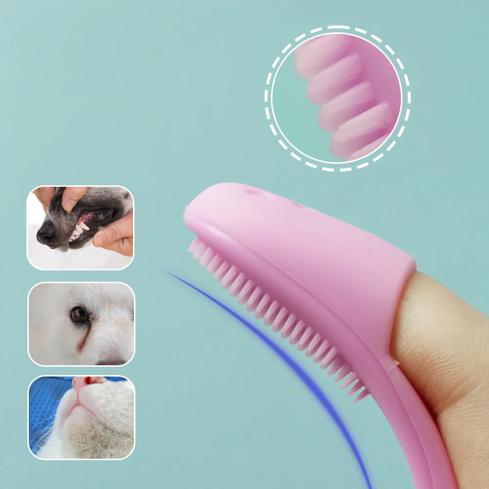 Soft Pet Finger Brush for Dog and Cat, Toothbrush for Tear Stains, Eye Care, Cleaning Grooming Tools