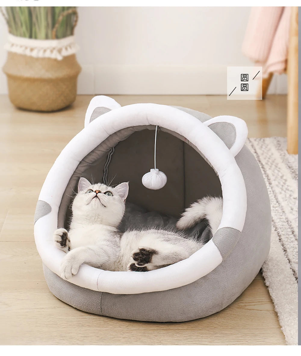 Cute Cat Bed Pet House Kitten Lounger Cushion Small Dog Tent Mat Washable Puppy Basket Cave Mat Soft for Cats House Bed Supplies