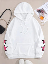 Spider Star Printed Hoodies Street Sporty Women Sweatshirts Comfortable Crewneck Pullover Loose Fleece Female Tops Clothes