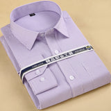 8XL Plus Size Men's Top Quality Dress Shirts Long Sleeve Slim Fit Solid Striped Business Formal White Shirt Male Social Clothing