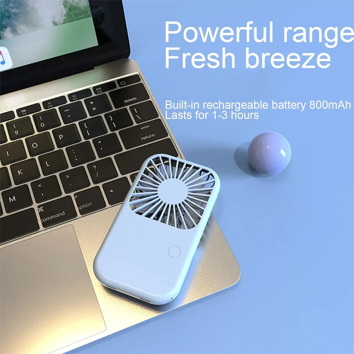 Compact Mini Fan Rechargeable Stand Small Pocket Fan with Three Wind Speeds Powerful Range Long-lasting Fan