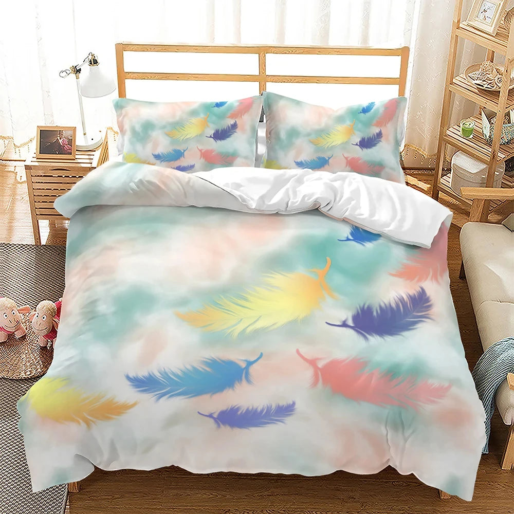 Rainbow Gradient Bedding Set Gradient Colors Duvet Cover with Pillowcases Single Twin Full Queen King Girl Kids Quilt Cover