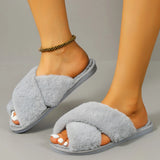 Soft Fluffy Fur Slippers New Women Winter House Warm Furry Slippers Women Flip Flops Home Slides Flat Indoor Floor Shoes