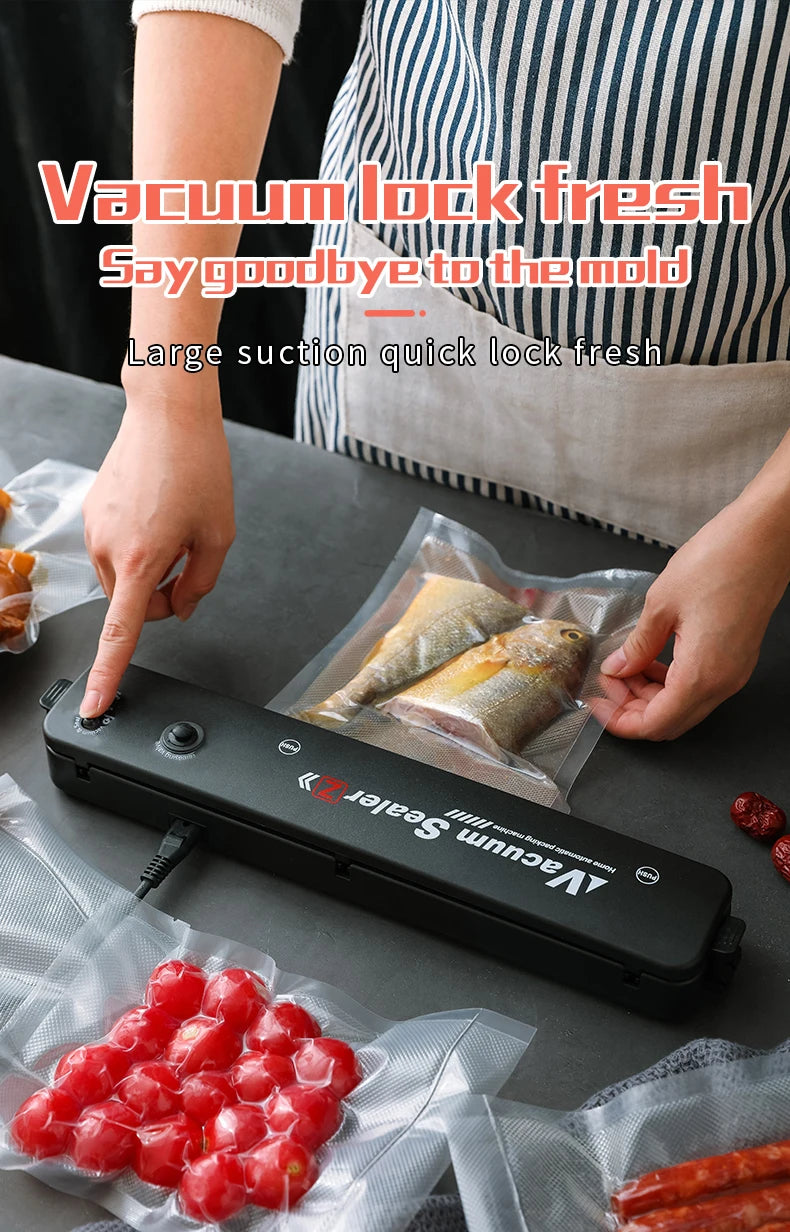 TINTON LIFE 220V/110V Vacuum Sealer Packaging Machine with Free 10pcs Vacuum bags Household Black Food Vacuum Sealer