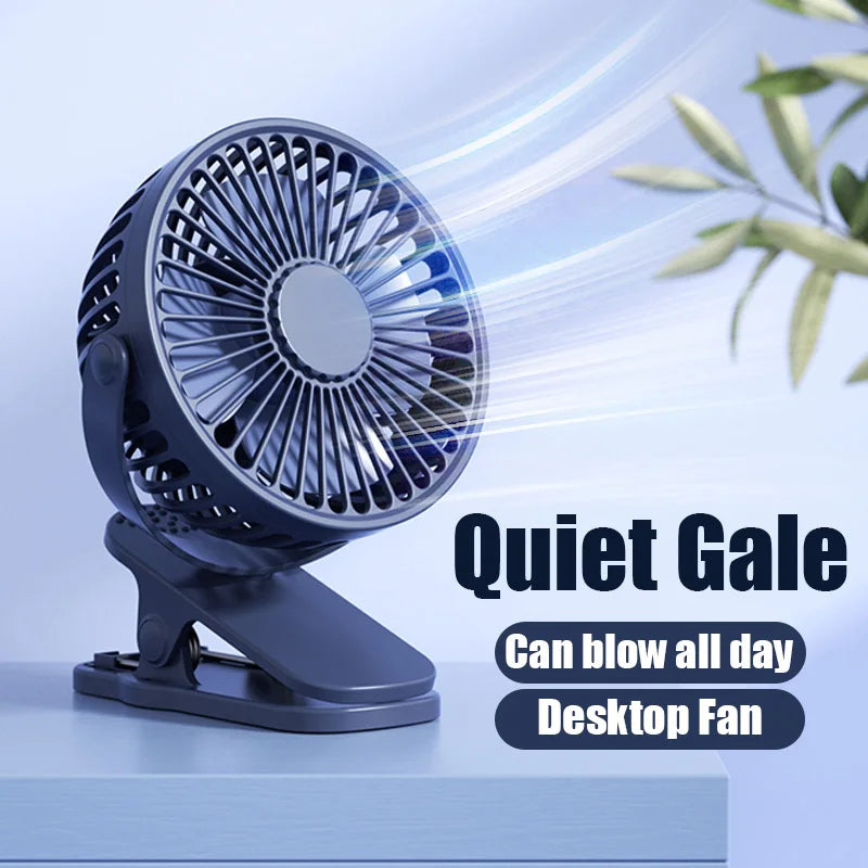 Portable USB Mini Handheld Clip Fan Convenient And Ultra-quiet Electric Fan Rechargeable Student Cute Small Cooling Ventilador