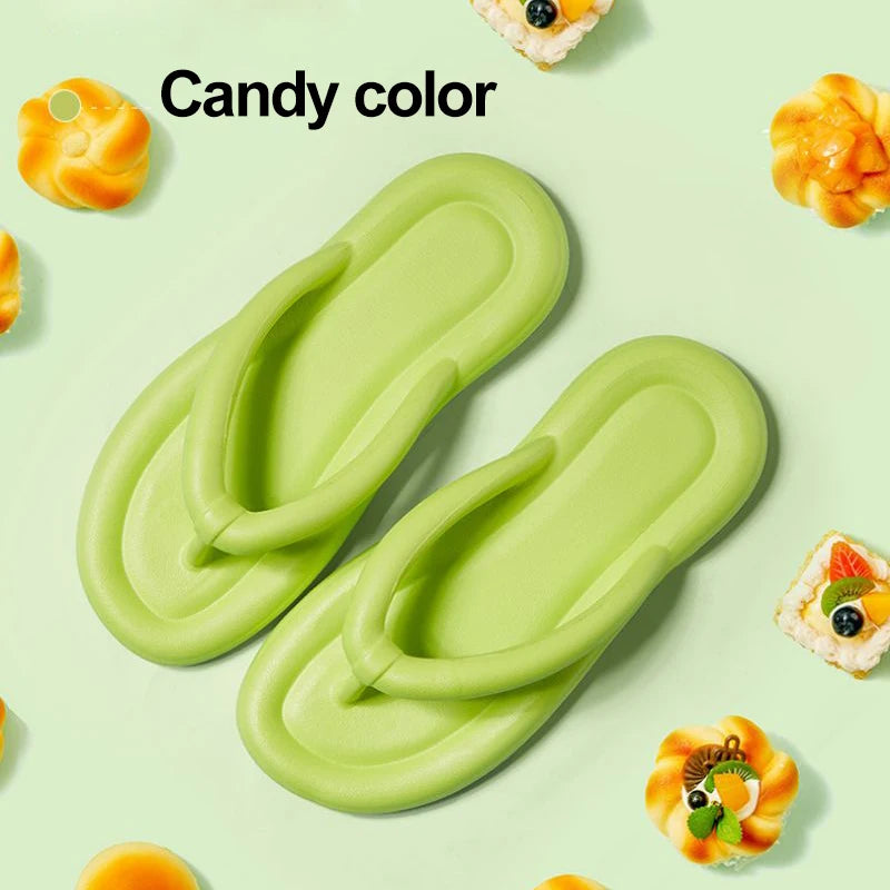 Candy Color Summer Beach Flip Flops Women Soft Sole Cloud Slippers Woman Casual Non Slip Outdoor Slides Flat Sandals Women 2023