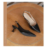 2024 New Women's Sandals Pointed Toe Slingbacks Pumps Wedding Shoes Low Heels Dress Shoes Slip on Black Women Shoes