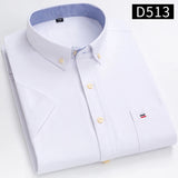 100% Cotton Breathable Men Oxford Short Sleeve Summer Plaid Striped Male Shirt Business Regular Fit Oversized Clothes