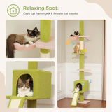 Adjustable 210-274CM Floor to Ceiling Cat Tree Tower 5 Tiers Climbing Tree for Indoor Cats with Condo Scratching Post Ladders