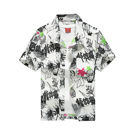 Summer Mens Hawaiian Casual Collar Shirts Short Sleeve Button Coconut Tree Print Beach Floral Fashion Vintage Clothing XS-5XL