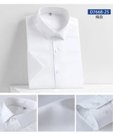 5XL Silk Smooth Formal Dress Quality Social Summer Short Sleeve Men's Shirt Business Slim Fit Casual Pure White Non iron