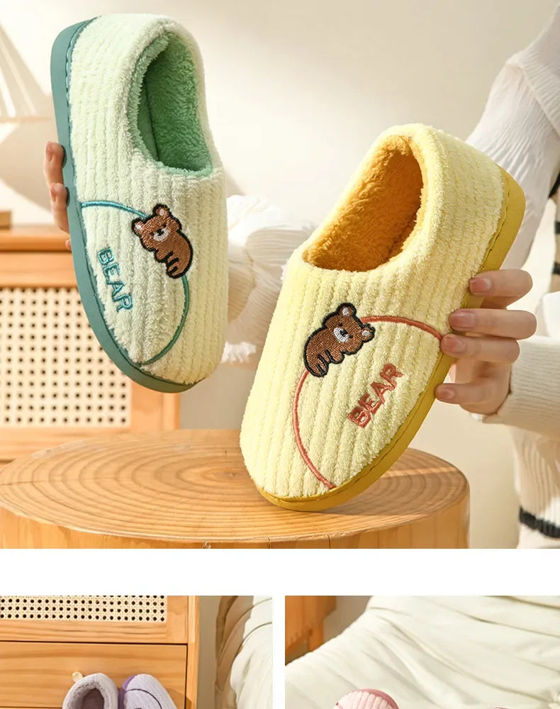 Winter Cotton Slippers for WOMEN'S Home Wear, Extra Thick and Warm, Simple and Cute Couple Winter Cotton Shoes A283