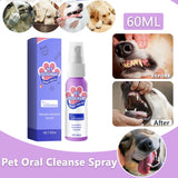 60ml Pet Oral Cleanse Spray Prevent Calculus Remove Kitten Bad Breath Pet Supplies Dogs Cats Teeth Clean Deodorant Spray