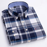 100% Cotton Mens Oxford Shirts New Hot Sale Long Sleeve Casual Stripe Soft Buttoned Plaid Formal Male Clothes Plus Size 7XL 6XL