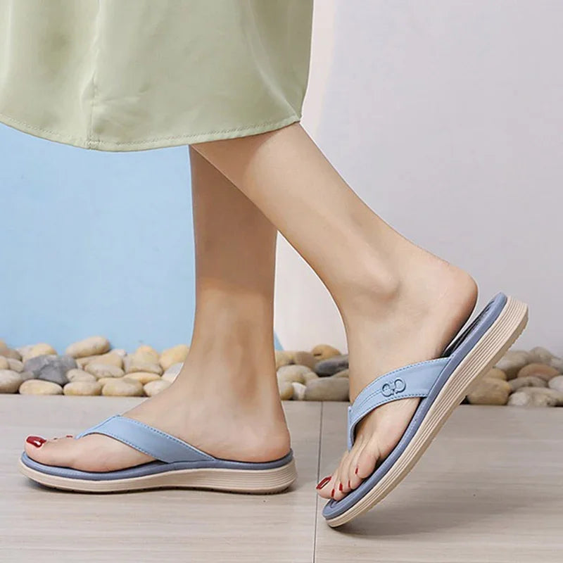 2024 Plus Size Summer Women 2cm Platform 3cm Low Heels Slippers Female Slip on Casual Shoes Lady Soft Leather Beach Flip Flops