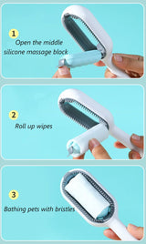 Double Sided Hair Removal Brushes for Cat Dog Pet Grooming Comb with Wipes Kitten Brush Cat Accessories Pet Products